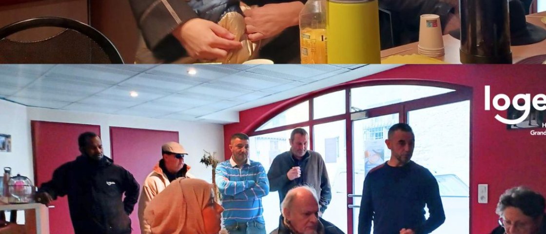 Moment d'échange autour d'un petit-déjeuner pour les locataires du Petit Charmont